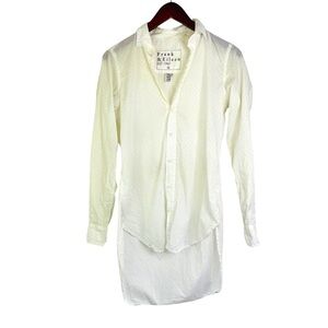 Frank & Eileen high-low button-up blouse long sleeve white polka-dot women’s XS